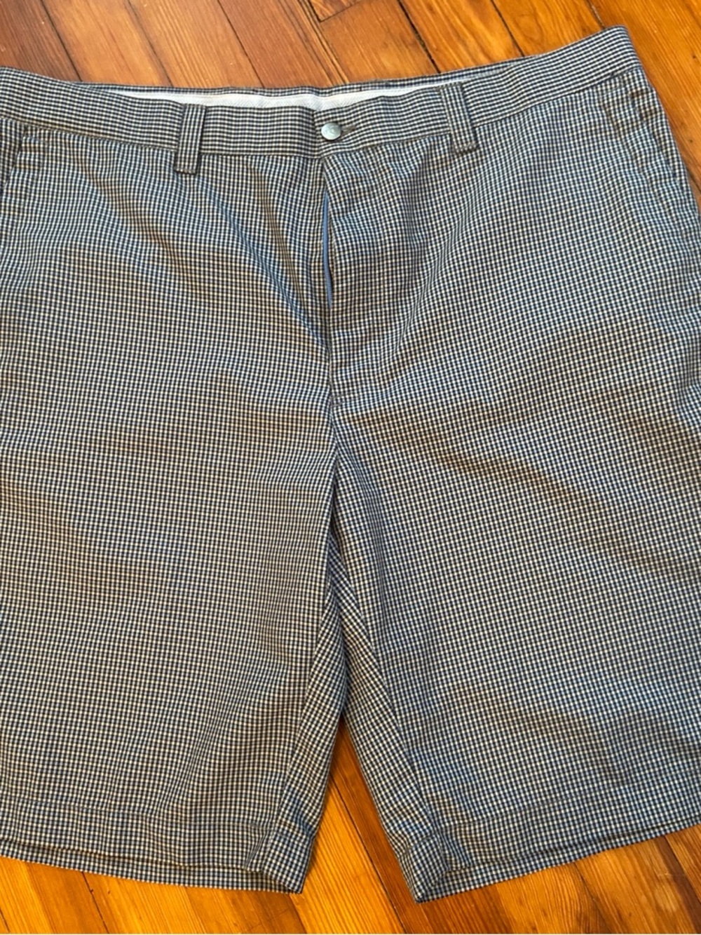 Callaway Blue, Grey, and Black Micro-Check Flat Front Golf Shorts - size 38